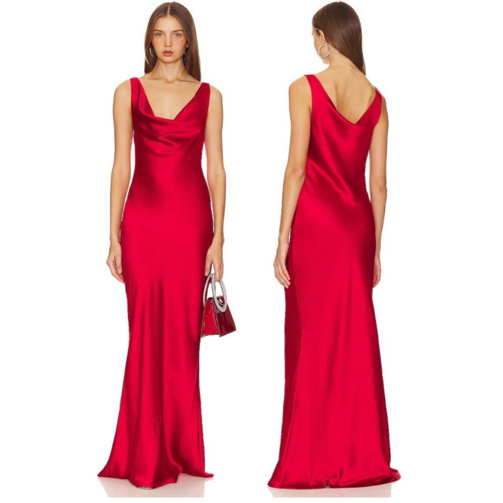 Norma Kamali Deep Drape Neck Gown Dress